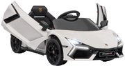 AIYAPLAY Carro Elétrico para Crianças Carro Lamborghini Revuelto com Bateria 12V  Faróis LED e Música 105x60x40 cm Branco