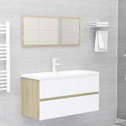 vidaXL Conj. móveis casa de banho contraplacado branco/carvalho sonoma