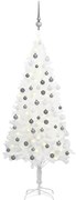 vidaXL Árvore Natal artificial pré-iluminada c/ bolas branco