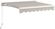 Outsunny Toldo Retrátil Elétrico ou Manual 250x200 cm Toldo Portátil para Varanda com Controlo Remoto Manivela Manual Creme