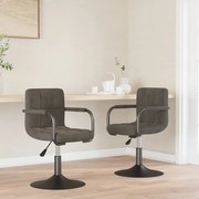 vidaXL Cadeiras de jantar giratórias 2 pcs veludo cinzento-escuro