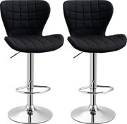 HOMCOM Lote de 2 Bancos de Bar Design Contemporâneo Assento regulável 59-81 cm giratório 360° Linho Preto | Aosom Portugal