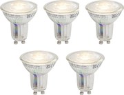 Conjunto de 5 lâmpadas LED GU10 50 reguláveis 3,9W 450 lm 3000K Longlife