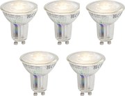 Conjunto de 5 Lâmpadas LED GU10 Reguláveis 3.9W 450 lm 3000K Longa Duração