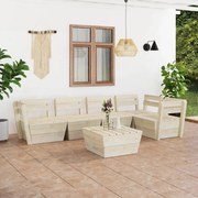 vidaXL 6 pcs conjunto lounge de paletes + almofadões madeira de abeto