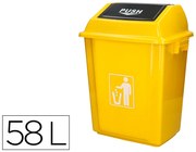 Contentor de Lixo Q-Connect Plástico com Tampa de Empurrar 58 Litros 470x330x760 mm Amarelo