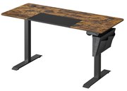 SONGMICS Mesa elétrica ajustável em altura, 60 x 140 x (72-120) cm, totalmente ajustável, placa emendada, função de memória com 4 alturas, proteção de carga, marrom/preto vintage LSD016X01