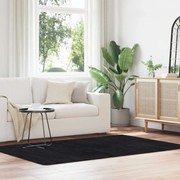 vidaXL Tapete shaggy de pelo alto NAVARRA 130x200 cm poliéster preto