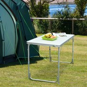 Mesa de Campismo Dobrável Convertível em Mala com Altura Ajustável para Piquenique 120x60-54-70cm Prata