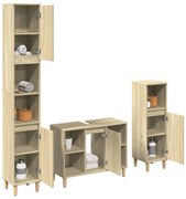vidaXL 3 pcs conj. móveis casa banho derivados madeira carvalho sonoma