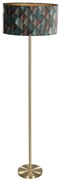Candeeiro de Pé Latão com Abajur Oval em Veludo Design Folha 50cm - Simplo