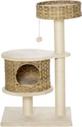 PawHut Arranhador 95 cm Torre para Gatos com Toca, Bola de Brinquedo, Troncos de Sisal, Plataforma Grande, Arranhador Multinível, Árvore de Escalada, para Gatos até 5 kg, Natural+Bege | Aosom Portugal