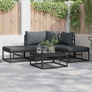 vidaXL Conjunto de Sofá de Jardim 4 pcs Preto 211.5 x 141.5 x 71 cm