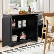 Armário de cozinha com 2 portas 2 gavetas Buffet sala de jantar 100 x 40 x 78 cm Preto