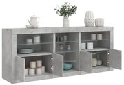 vidaXL Aparador com luzes LED 181,5x37x67 cm cinzento cimento