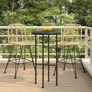 vidaXL Bancos de bar 2 pcs 45x56x103,5 cm vime PE e aço