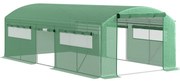 Outsunny Estufa tipo Túnel 6x3x2 m Estufa de Exterior com 4 Janelas de Malha Cobertura de PE Anti UV e 3 Portas Enroláveis Verde