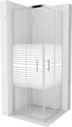 Mexen Rio cabine de duche quadrada 70 x 70 cm, faixas brancas, cromado - 860-070-070-01-20