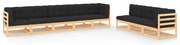 8 pcs conjunto lounge de jardim c/ almofadões pinho maciço