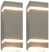 vidaXL Candeeiros de parede exterior 2 pcs 35 W retangular prateado