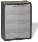vidaXL Armário arrumação para jardim c/ 1 prateleira preto e cinzento