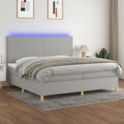 vidaXL Cama box spring c/ colchão e LED 200x200 cm tecido cinza-claro