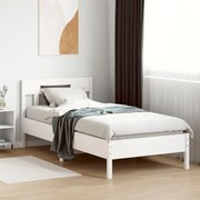 Estrutura de cama com cabeceira 100x200cm pinho maciço branco