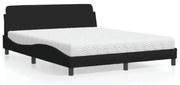 vidaXL Cama com colchão Dover 160x200 cm tecido preto