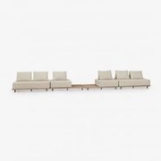 Conjunto De Sofá Modular Portet De Jardim Com 4 Peças E Mesa Lateral Em Acácia Gardénia Branco - Sklum