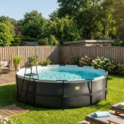 Piscina redonda Black Leather  ø450x122cm com bomba de filtragem - preta