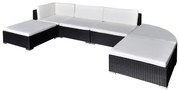 6 pcs conjunto lounge de jardim c/ almofadões vime PE preto