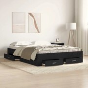 vidaXL Estrutura de Cama com Gavetas Carvalho Preto Madeira engenheirada