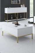 Mesa de Centro Lord – Branco e Dourado – 90x40x60 cm