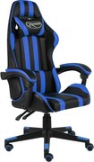 vidaXL Cadeira estilo corrida couro artificial preto e azul