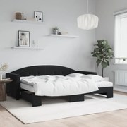 vidaXL Sofá-cama com gavetão e colchões 80x200 cm veludo preto