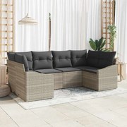 vidaXL Conjunto de Sofás de Jardim com 6 Peças e Almofadas Cinza Claro em Rattan