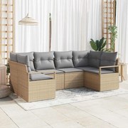 vidaXL Conjunto de Sofá de Jardim 6 Peças com Almofadas Bege em Rattan Sintético