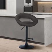 Conjunto de 2 bancos de bar Olinda em tecido e com estrutura preta 52 x 77-97 x 47 cm Cinzento escuro