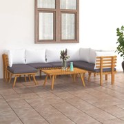 8 pcs conjunto lounge de jardim com almofadões acácia maciça