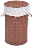 vidaXL Cesto redondo para roupa suja bambu castanho