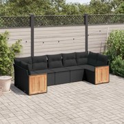 vidaXL 7 pcs conjunto de sofás p/ jardim c/ almofadões vime PE preto
