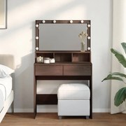 Toucador com LED 80x41x134,5 cm carvalho castanho