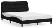 vidaXL Cama com colchão 120x200 cm tecido preto