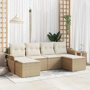 vidaXL Sofá de Jardim 6 Peças com Almofadas Beiges em Rattan Sintético