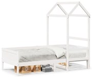 Sofá-cama c/ telhado 90x190 cm madeira de pinho maciça branco