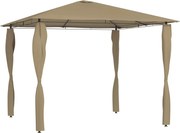 vidaXL Gazebo 3x3x2,6 m com capas postes 160 g/m² cinza-acastanhado