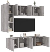vidaXL 5 pcs móveis de parede p/ TV derivados de madeira cinza sonoma