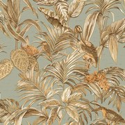 DUTCH WALLCOVERINGS Papel de parede Bird-of-Paradise azul esverdeado