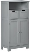 Kleankin Móvel de Banheiro com 2 Gavetas Compartimento Armário com Porta Prateleira Ajustável 60x30x109 cm Cinza | Aosom Portugal