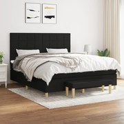 vidaXL Cama com molas/colchão 180x200 cm tecido preto